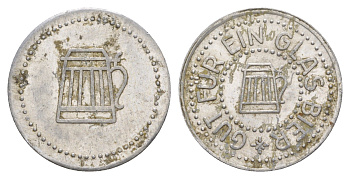 Германия жетон в 1 "стакан пива" ND диаметр 24 мм, вес 1,1 гр алюминий 4390-141