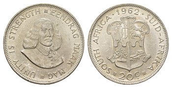 ЮАР 20 центов 1962 KM 61 серебро UNC 4622-734