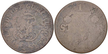 Юлих-Берг 1/2 штюбера 17ХХ Карл Теодор (1742-1799) KM 205 медь 210-1141