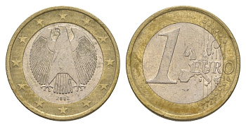 Германия 1 евро 2002 F KM 213 биметалл 4629-421