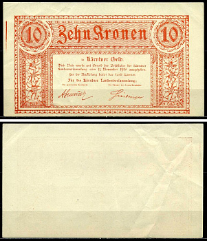 Австрия, Каринтия 10 крон 1918 нотгельд, 11 ноября 1918, южная Австрия бумага 6293-4-1-2