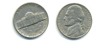 США 5 ЦЕНТОВ 1984 P ДЖЕФФЕРСОН KM А192 медно-никель 86-613