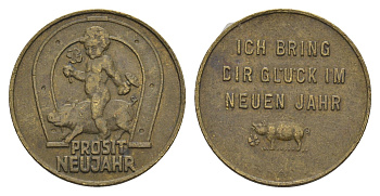 Австрия новогодний "счастливый" жетон ND диаметр 23 мм, вес 5,3 гр латунь 4396-924