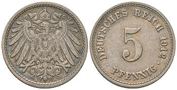 ГДР 5 пфеннигов 1912 A, KM 11, J. 12 медно-никель 3458-1122