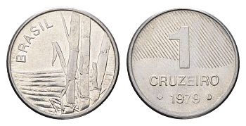 Бразилия 1 крузейро 1979 сахарный тростник KM 590 нержавеющая сталь 4664-531