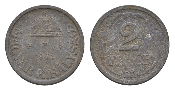 Венгрия 2 филлера 1944 BP KM 519 цинк 4658-357