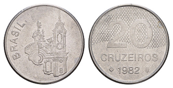 Бразилия 20 крузейро 1982 KM 593.1 нержавеющая сталь 4657-114
