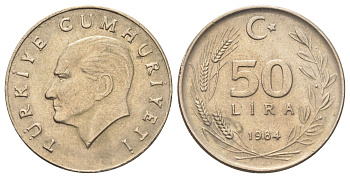 Турция 50 лир 1984 Кемаль Ататюрк KM 966 медь никель цинк 4699-1236