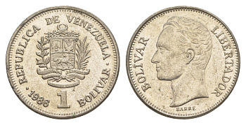 Венесуэла 1 боливар 1986 Симон Боливар Y 52 никель 4586-1011