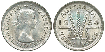 Австралия 3 пенса 1964 Елизавета II (1952-2022) KM 57 серебро 71-1016