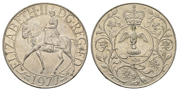 Великобритания 25 пенсов 1977 25 лет со дня коронации Елизаветы, Елизавета II (1952-2022) KM 894, Spink 4136 медно-никель 4386-535