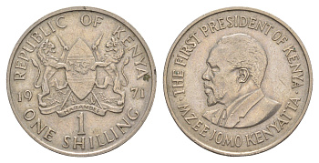 Кения 1 шиллинг 1971 Джомо Кениата KM 14 медно-никель 4650-351