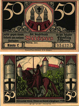 БЮТОВ 50 ПФЕННИГОВ 1922 НОТГЕЛЬД, БУКВА Е, ПОЛЬША Grabowski 204.1b бумага 6318-33-3-2