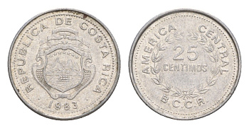 Коста-Рика 25 сентимо 1983 KM 188.3 алюминий 4649-826