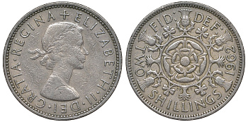 Великобритания 2 шиллинга (флорин) 1962 Елизавета II (1952-2022) KM 906, Spink 4146 медно-никель 4131-543