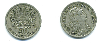 Португалия 50 сентаво 1947 KM 577 медно-никель 4383-235