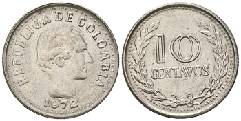 Колумбия 10 сентаво 1972 KM 253 сталь плакированная никелем 4611-857