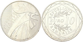 Франция 10 евро 2014 Петух KM 2110 серебро 4367-834