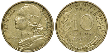 ФРАНЦИЯ 10 САНТИМОВ 1971 ТИП MARIANNE KM 929 медь алюминий никель 72-631
