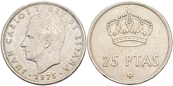 Испания 25 песет 1975 (76) Хуан Карлос I (1975-2014) KM 808 медно-никель 106-221