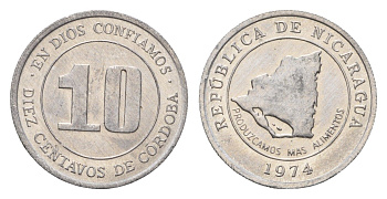 Никарагуа 10 сентаво 1974 ФАО - Давайте производить больше еды KM 29 алюминий UNC 4160-259