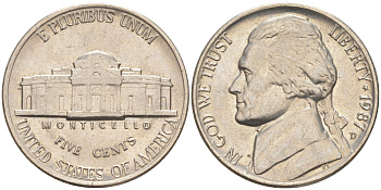 США 5 ЦЕНТОВ 1987 D ДЖЕФЕРСОН KM A192 медно-никель 4114-1111