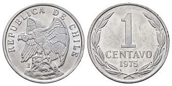 Чили 1 сентаво 1975 год тип KM 203 алюминий UNC 4161-223