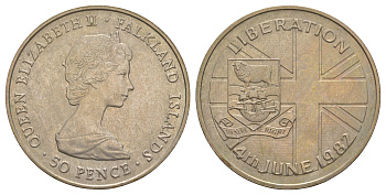 Фолклендские острова (Фолкленды) 50 пенсов 1982 Освобождение - 14 июня 1982 KM 18 медно-никель BU 4537-1022