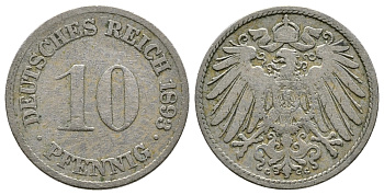Германия 10 пфеннигов 1893 G KM 12, J. 13 медно-никель 4364-2847