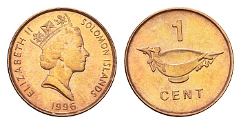 Соломоновы Острова 1 цент 1996 KM 24 сталь плакированная бронзой UNC 4618-229