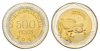 Колумбия 500 песо 2017 KM 298 биметалл UNC 4686-514