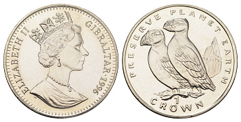 Гибралтар 1 крона 1996 Заповедник планета Земля - Тупик KM 387 медно-никель BU 1524-1925