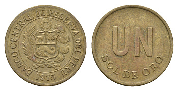 Перу 1 соль 1975 KM 266.1 латунь 4664-456