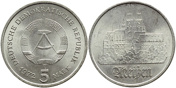 ГДР 5 марок 1972 А, Мейсенский собор KM 37, J. 1543 медно-никель aUNC 4607-531