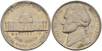 США 5 ЦЕНТОВ 1985 Р, ДЖЕФФЕРСОН KM А192 медно-никель 31-646