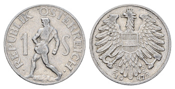 Австрия 1 шиллинг 1947 KM 2871 алюминий 4671-611