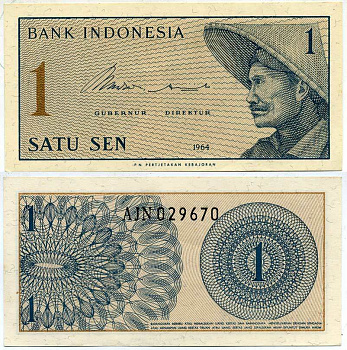 Индонезия 1 сен 1964 крестьянин Pick 90 a  бумага  UNC (пресс) 7551-37-4-2
