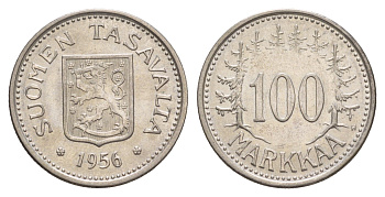 Финляндия 100 марок 1956 H KM 41 серебро 4654-753