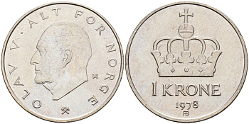 Норвегия 1 крона 1978 Улаф V (1958-1991) KM 419 медно-никель UNC 4561-1051