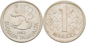ФИНЛЯНДИЯ 1 МАРКА 1982 K KM 49а медно-никель UNC 3718-1147