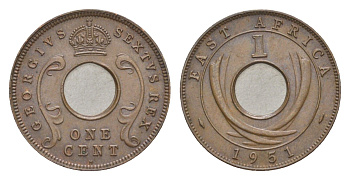 Британская Восточная Африка 1 цент 1951 H, Георг VI (1936-1952) KM 32 бронза 4636-152
