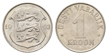 Эстония 1 крона 1993 KM 28 медно-никель 4688-557
