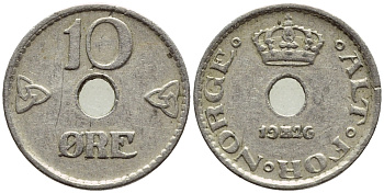 НОРВЕГИЯ 10 ЭРЕ 1926 ХОКОН VII (1905-1957) KM 383 медно-никель 4396-361