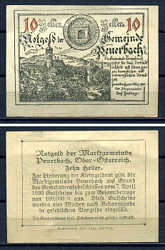 Пойербах (Австрия) 10 геллеров 1920 Jaksc/Pick?JPR0741Ia-10 бумага 7556-39-3-2
