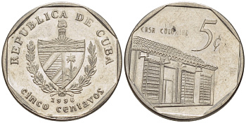 Куба 5 сентаво 1996 Casa colonire KM 575.2 сталь плакированная никелем 66-653