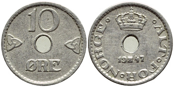 НОРВЕГИЯ 10 ЭРЕ 1947 ХОКОН VII (1905-1957) KM 383 медно-никель 4396-368
