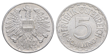 Австрия 5 шиллингов 1952 KM 2879 алюминий aUNC 4389-416