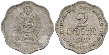 Шри-Ланка 2 цента 1975 KM 138 алюминий 4136-539