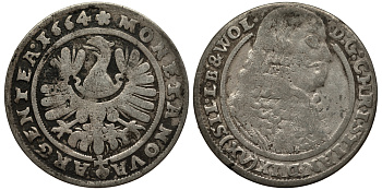 Силезия-Легница-Бжег 15 крейцеров 1664 Кристиан (1639-1673) серебро 413-1431