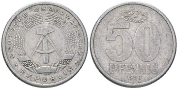 ГДР 50 пфеннигов 1958 A KM 12.1 алюминий 4575-211